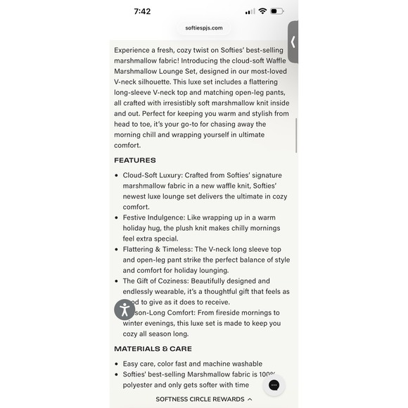 Softies Women's Waffle Marshmallow V-Neck Luxe Lounge Set, Size 2x/3x Driftwood - Picture 11 of 11